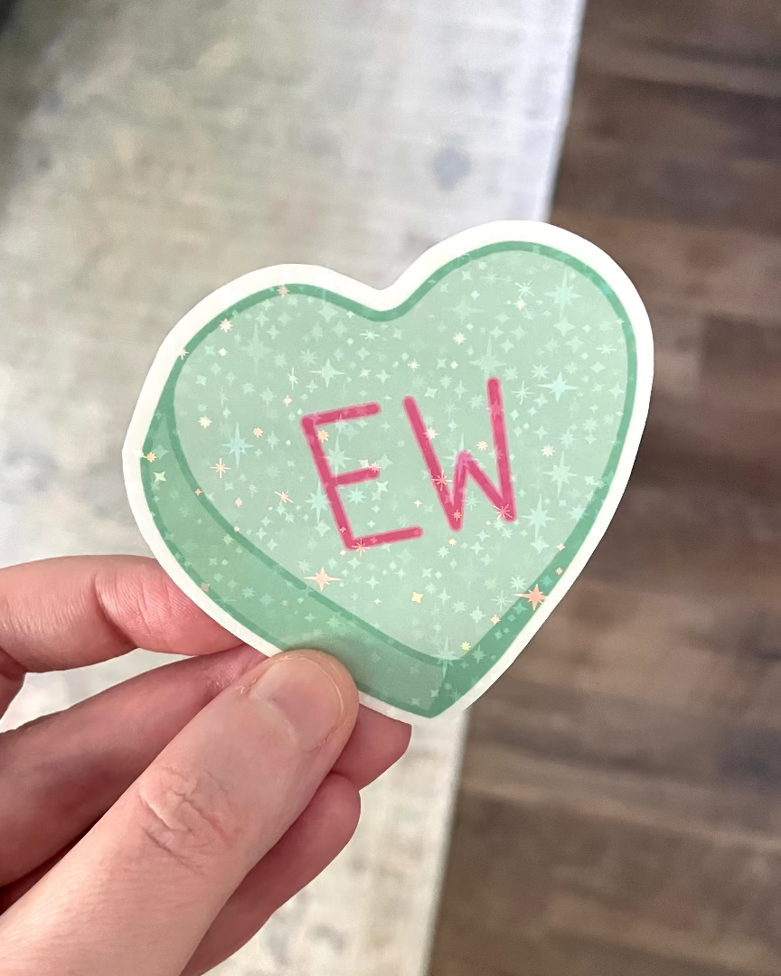 EW Conversation Heart Holographic Vinyl Sticker