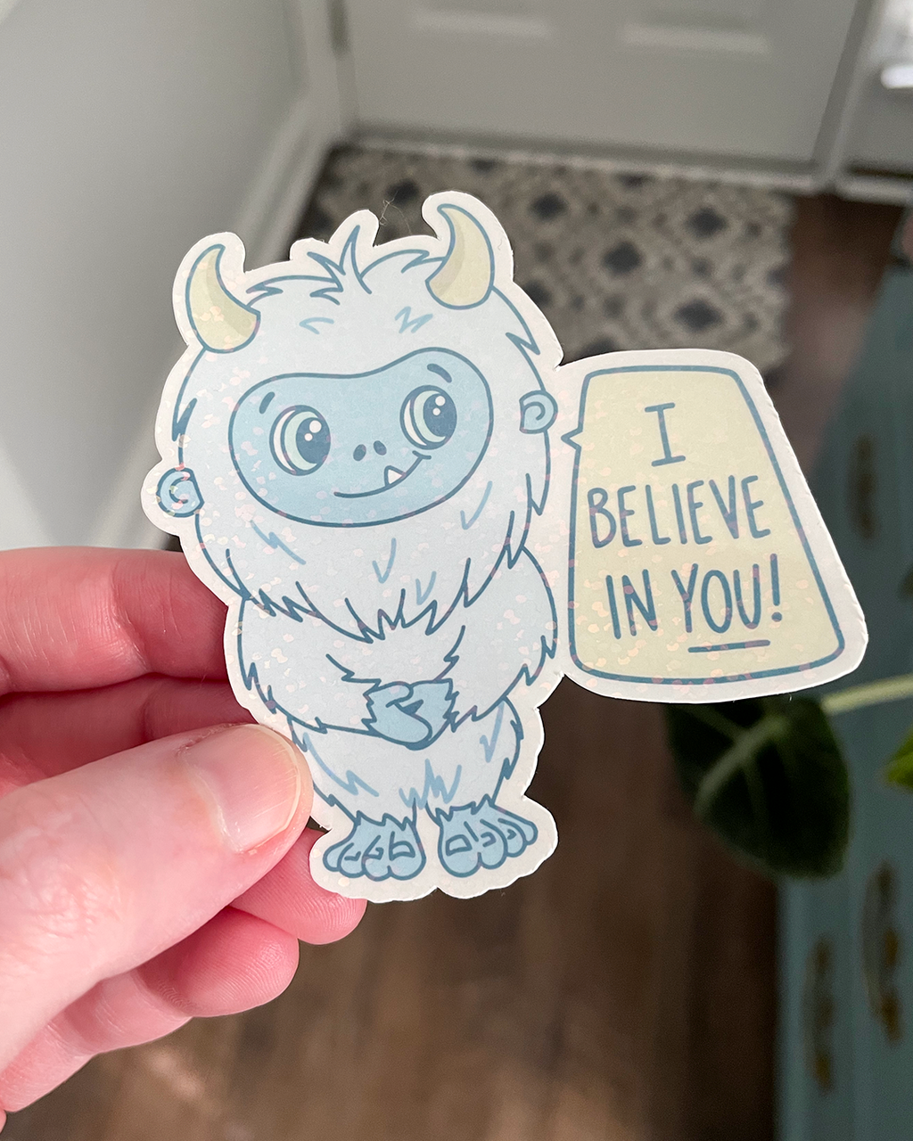 Little Yeti Believes in You Holographic Vinyl Sticker