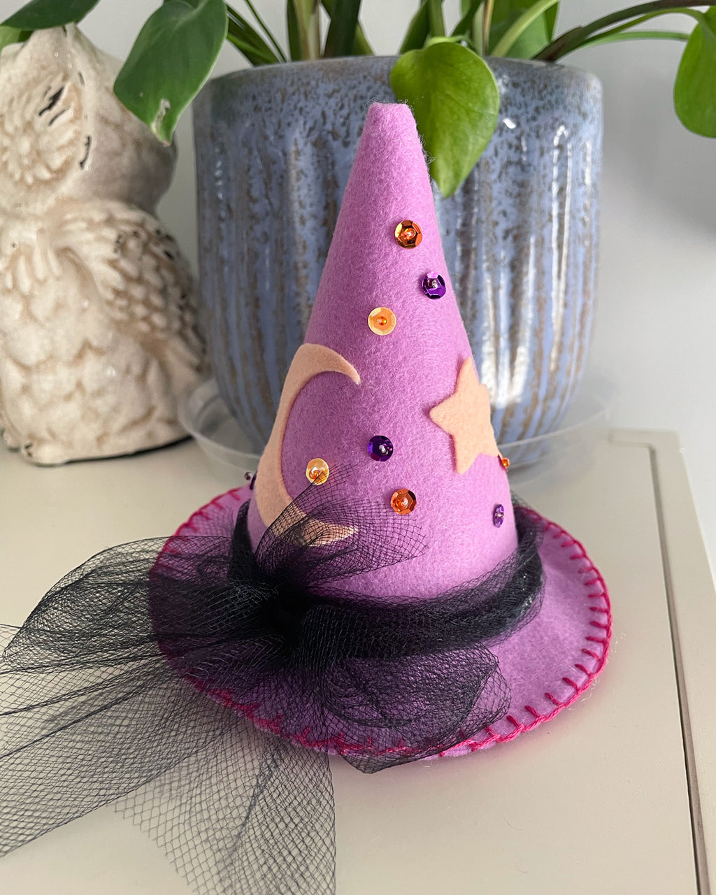 Purple Mini Felt Witch Hat