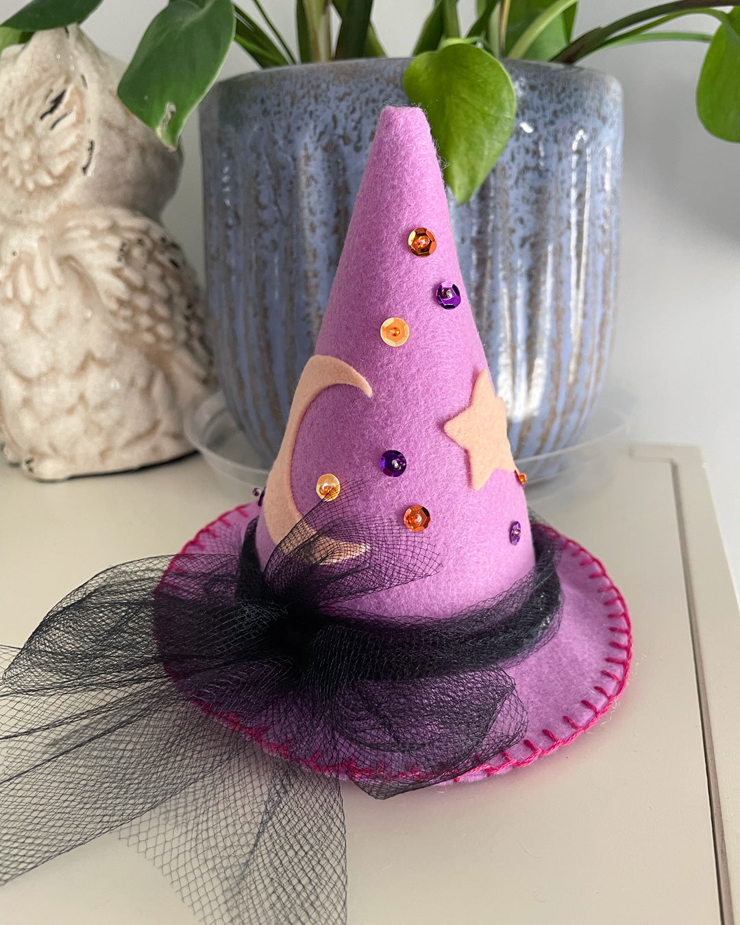 Purple Mini Felt Witch Hat