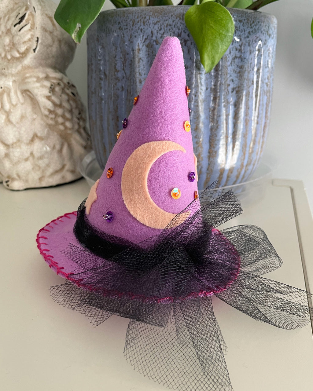 Purple Mini Felt Witch Hat