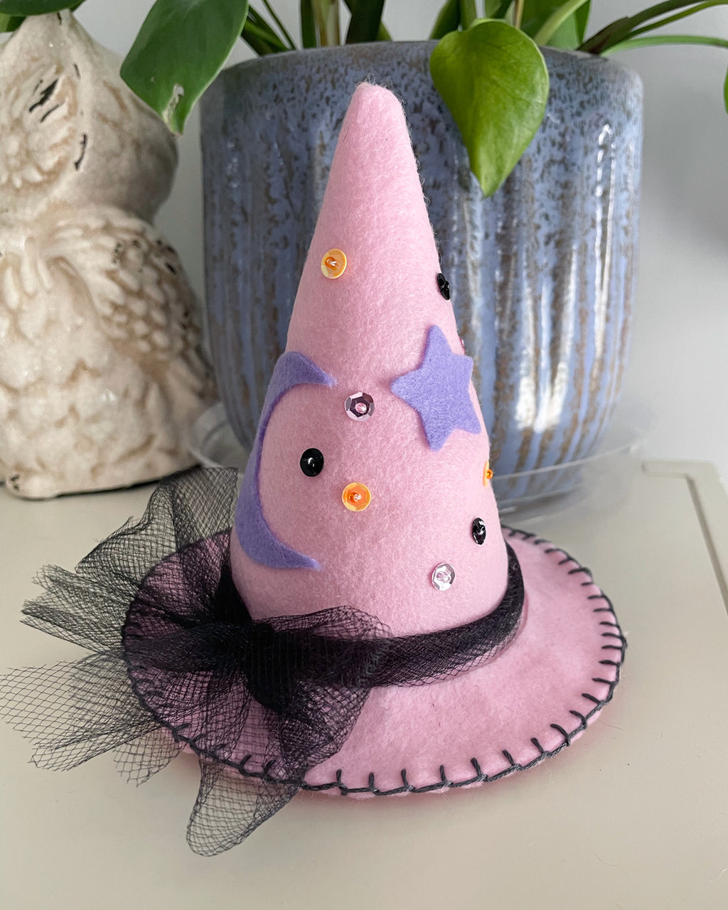 Pink Mini Felt Witch Hat