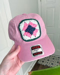Pink Granny Square Dad Hat
