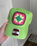 Lime Granny Square Dad Hat