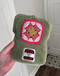 Olive Green Granny Square Dad Hat