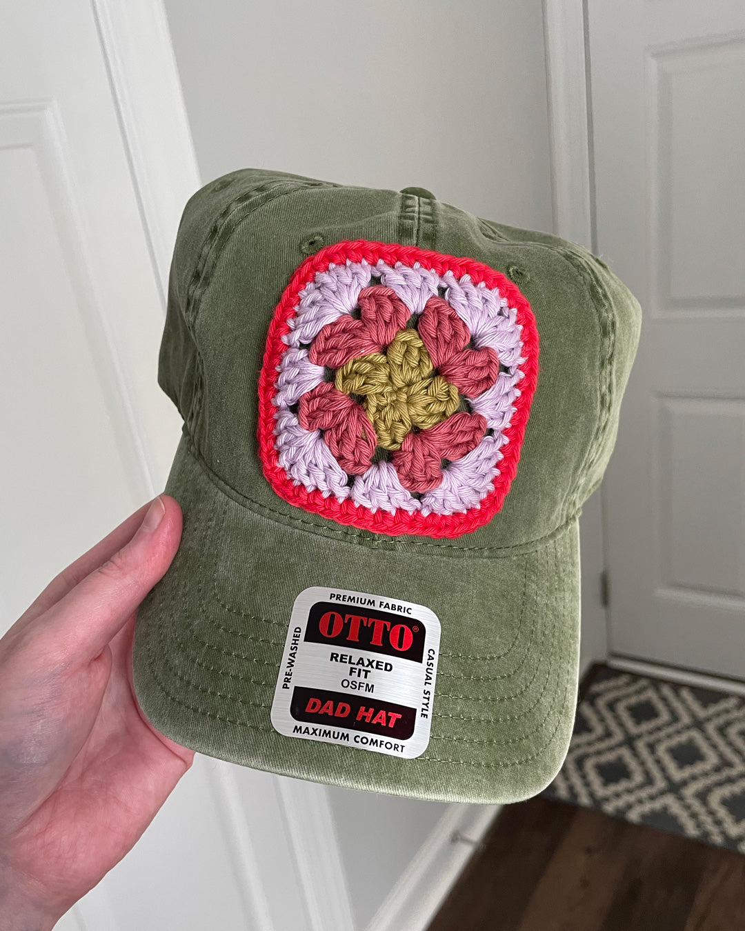 Olive Green Granny Square Dad Hat