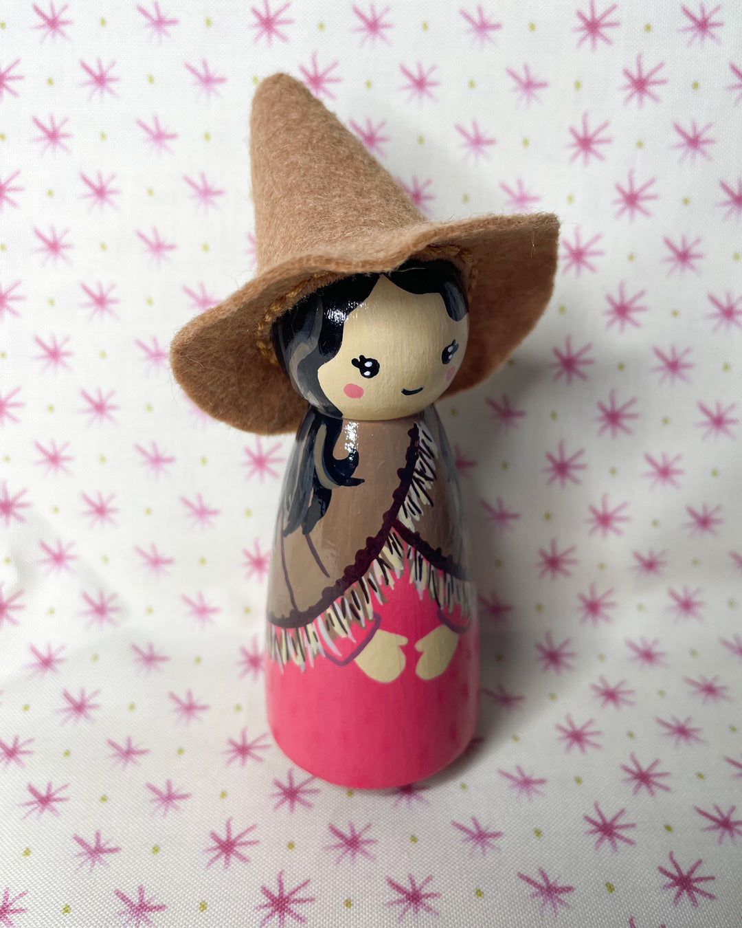 Autumn Orchard Witch Wooden Peg Doll