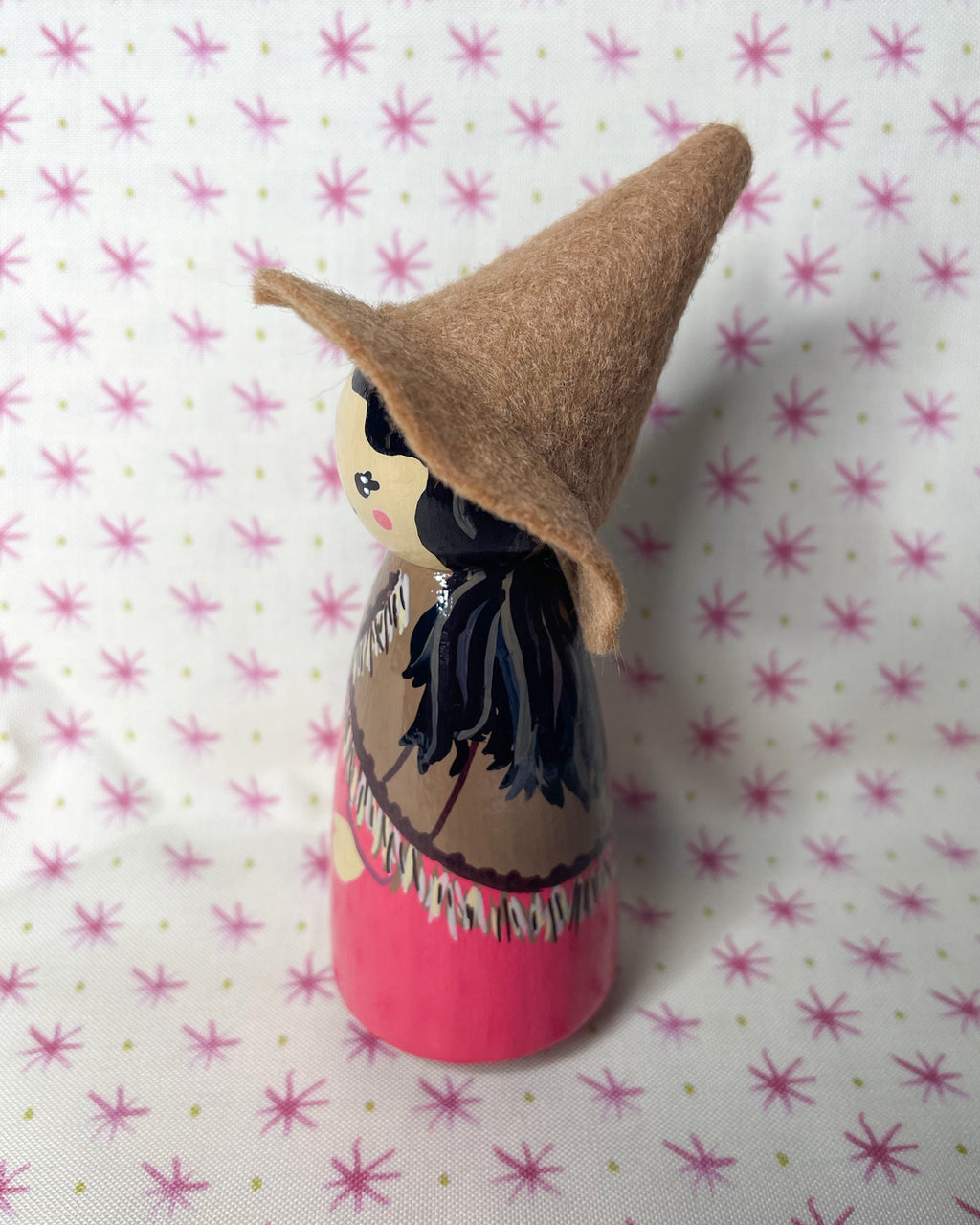 Autumn Orchard Witch Wooden Peg Doll