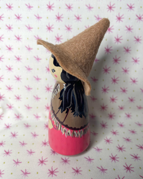 Autumn Orchard Witch Wooden Peg Doll