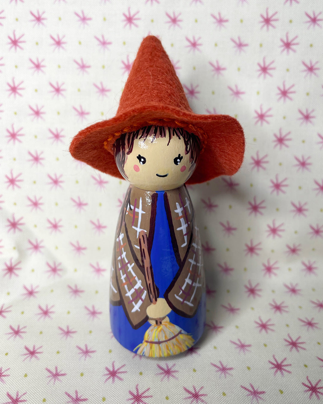 Cottage Core Witch Wooden Peg Doll