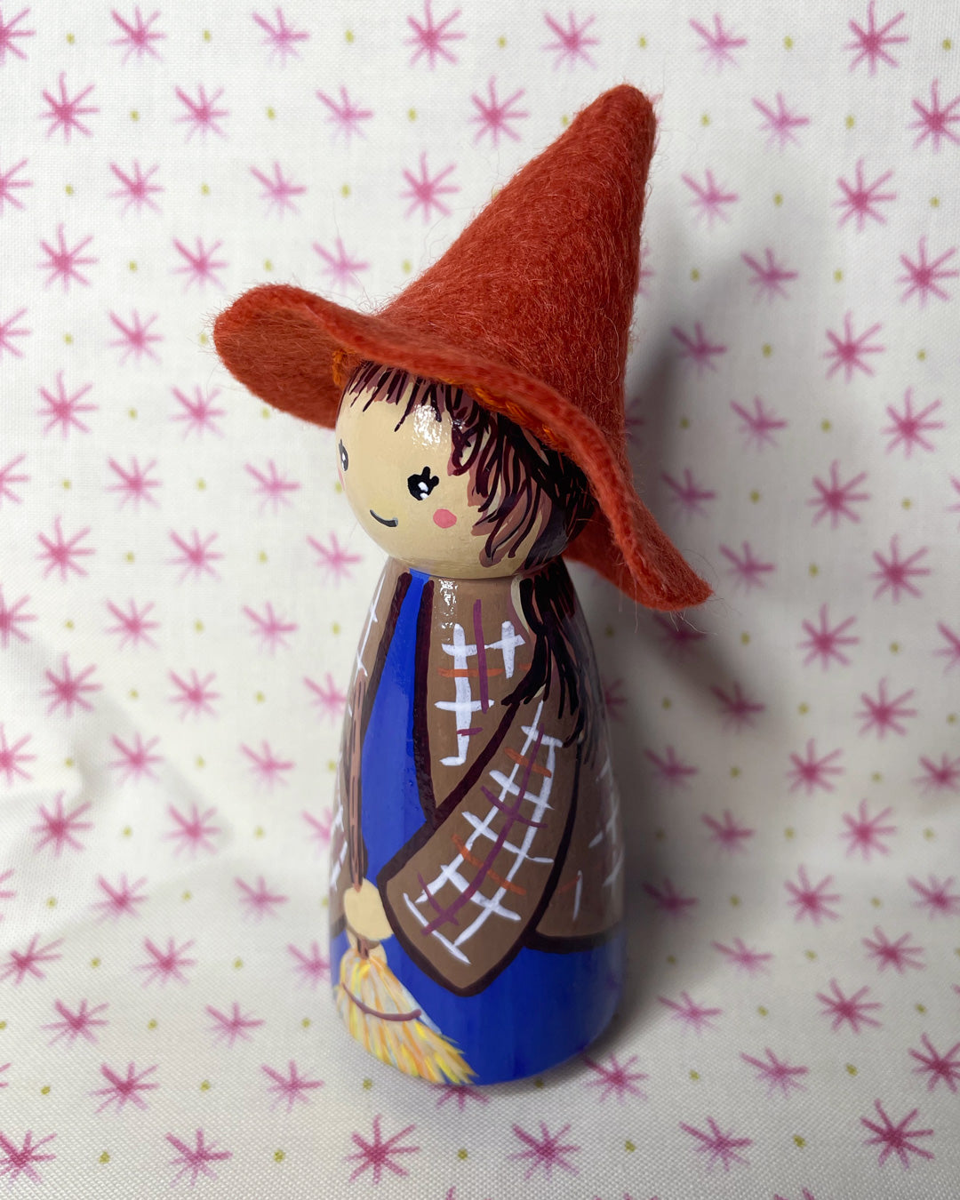 Cottage Core Witch Wooden Peg Doll
