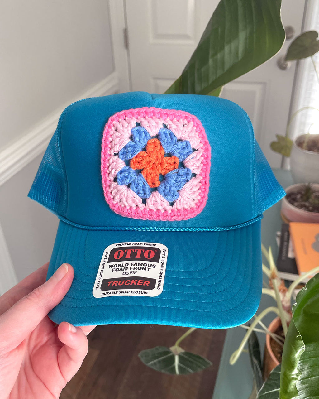 Turquoise Granny Square Hat