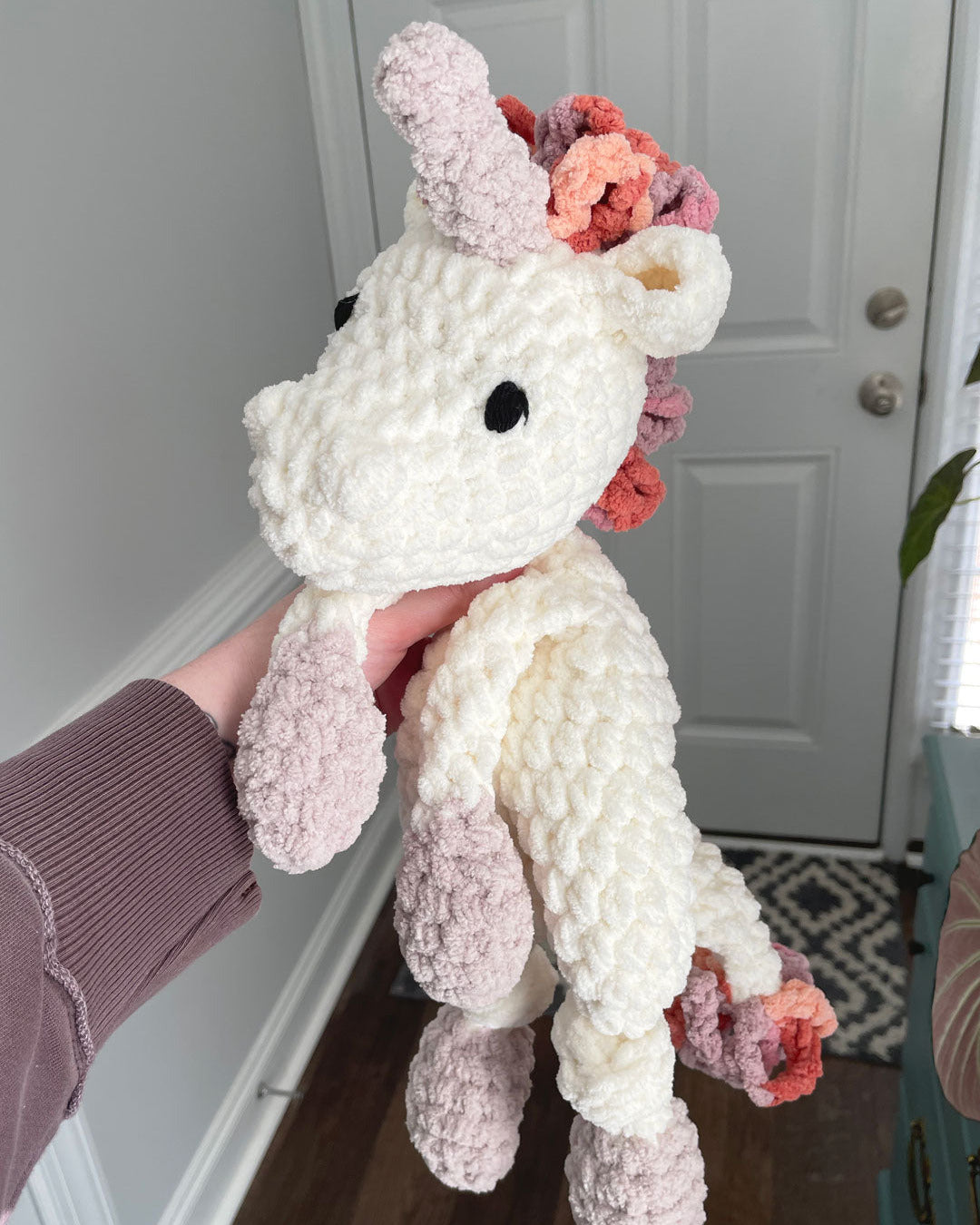 Unicorn Lovey with Pink Multi Mane