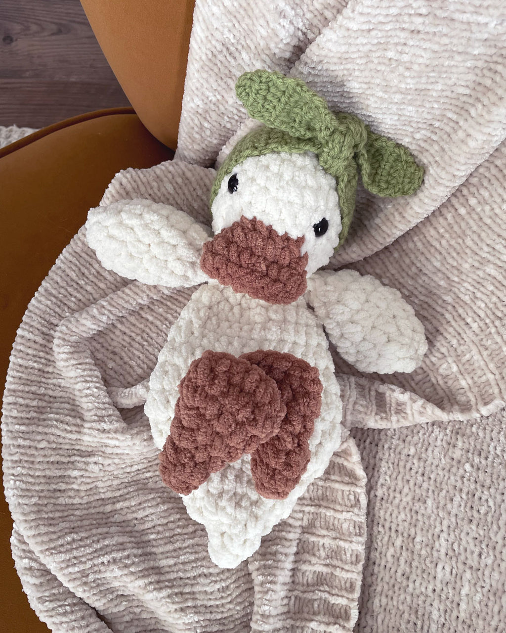 Neutral Duck Lovey with Green Headband