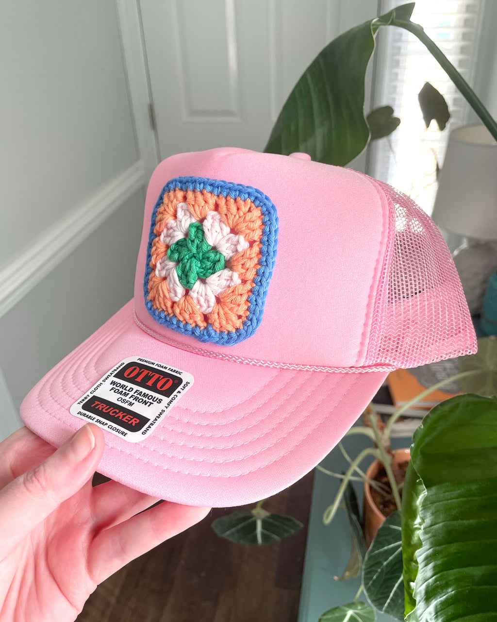 Pink Granny Square Hat