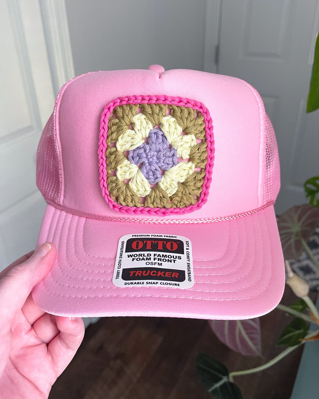 Pink Granny Square Hat