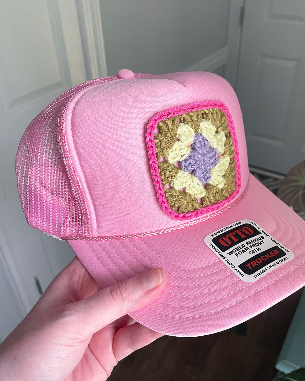Pink Granny Square Hat