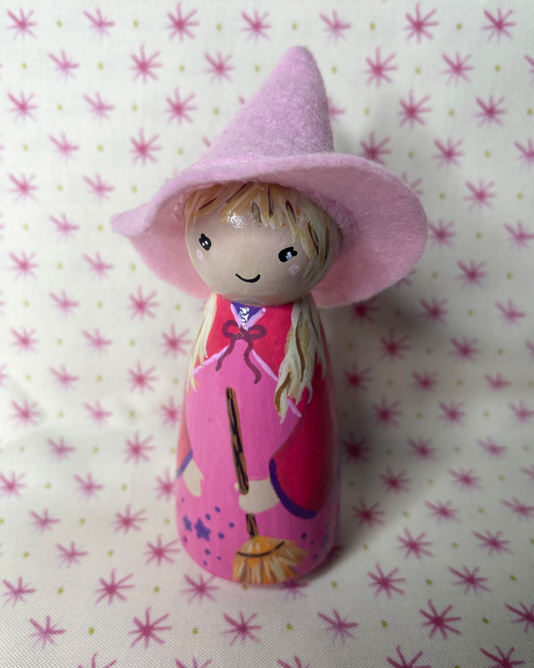 Cowgirl Barbie Witch Wooden Peg Doll