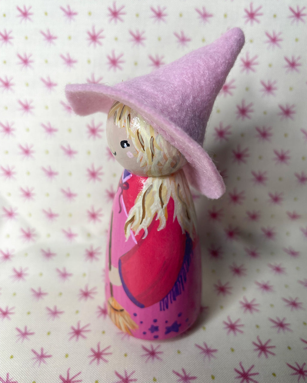 Cowgirl Barbie Witch Wooden Peg Doll