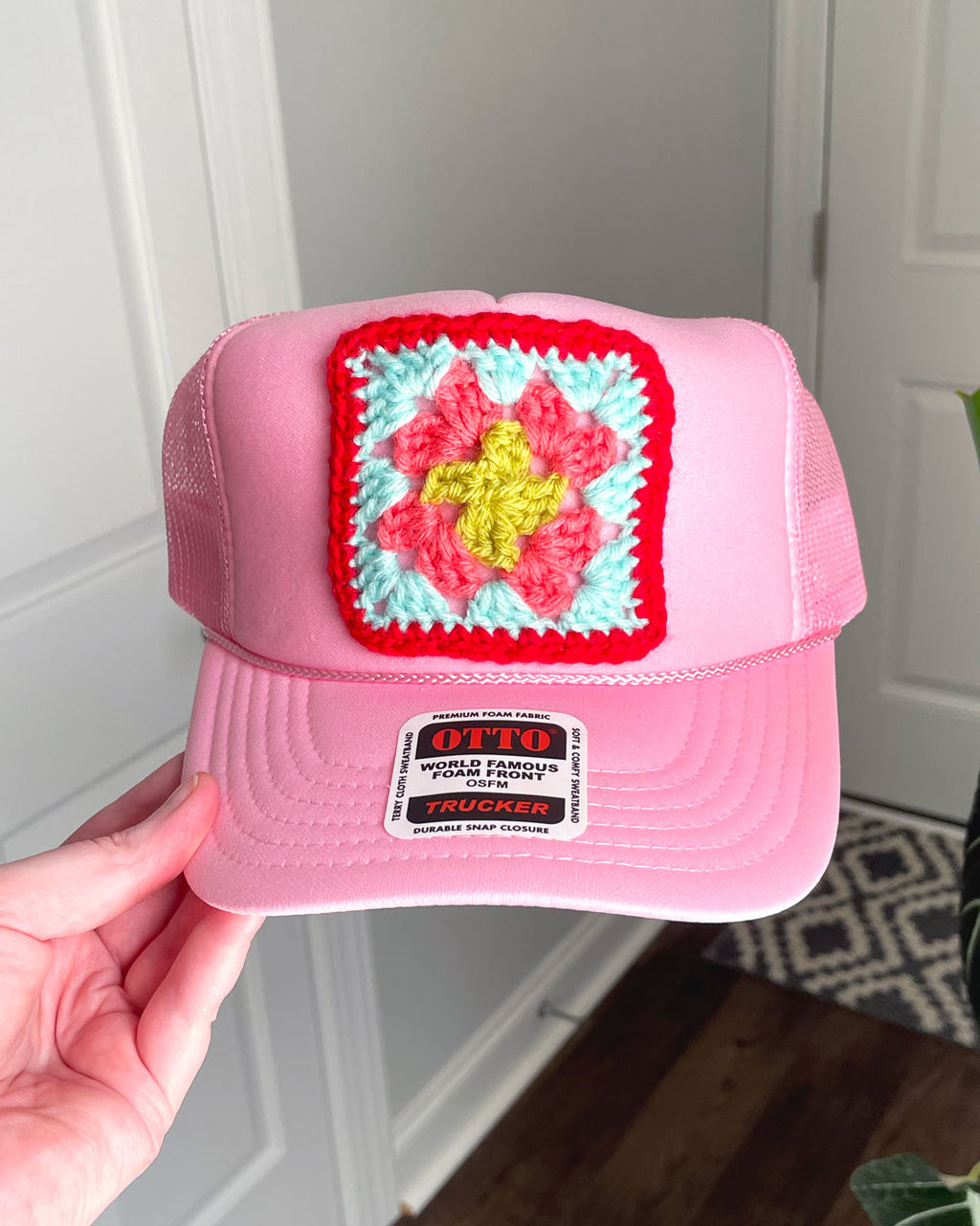 Pink Granny Square Hat