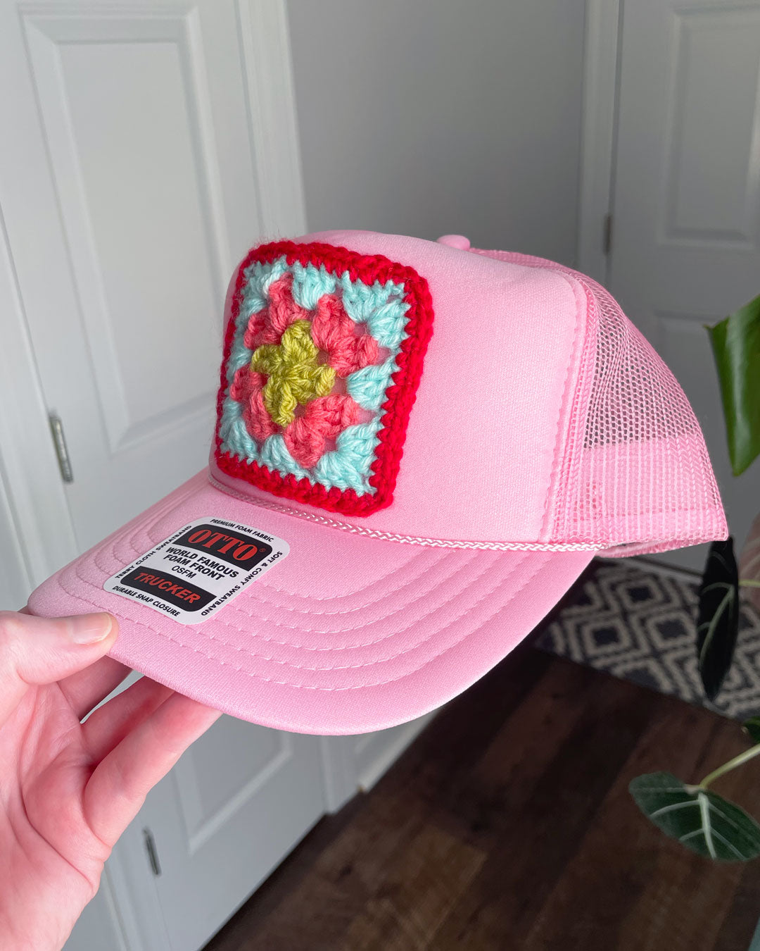 Pink Granny Square Hat