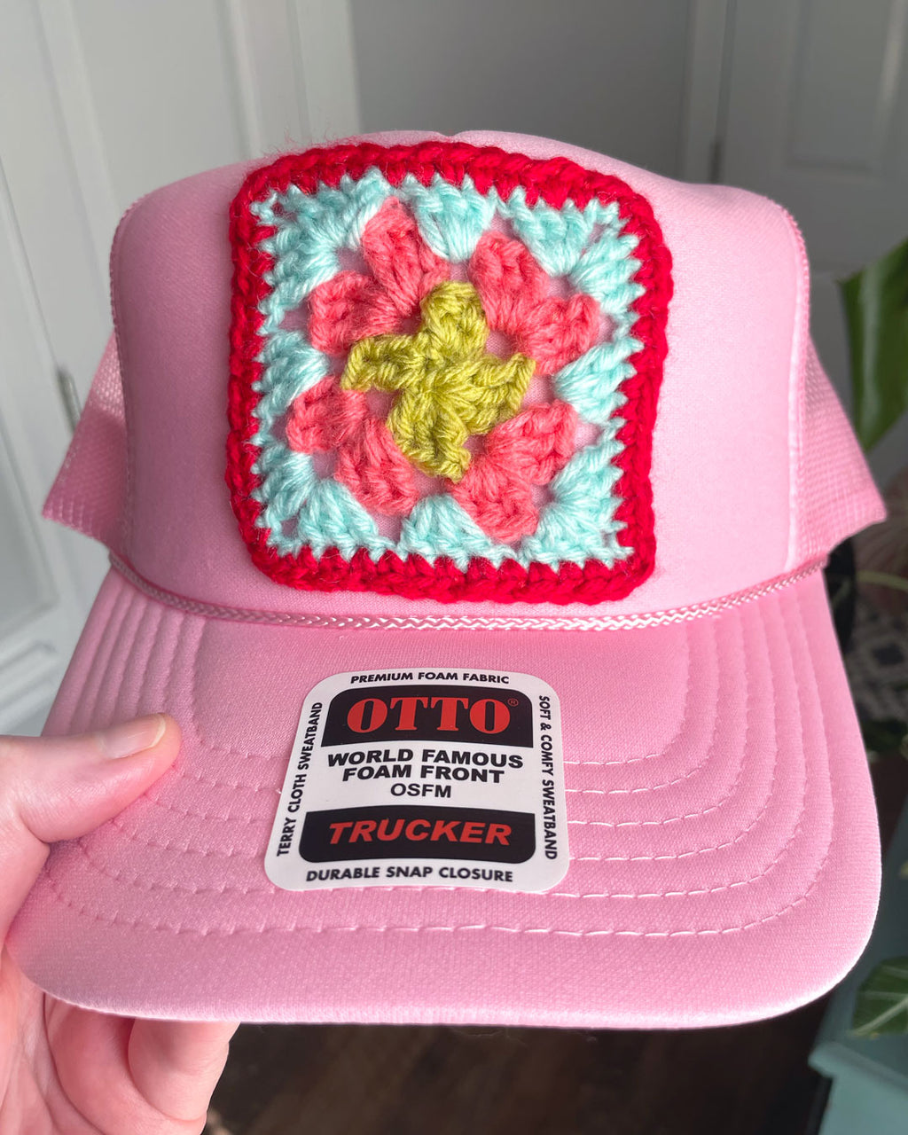 Pink Granny Square Hat