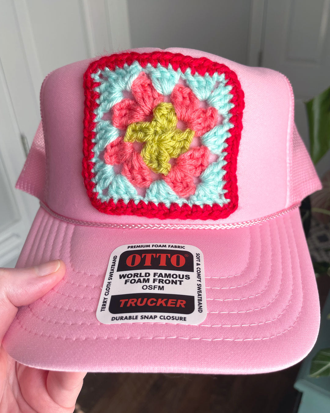 Pink Granny Square Hat