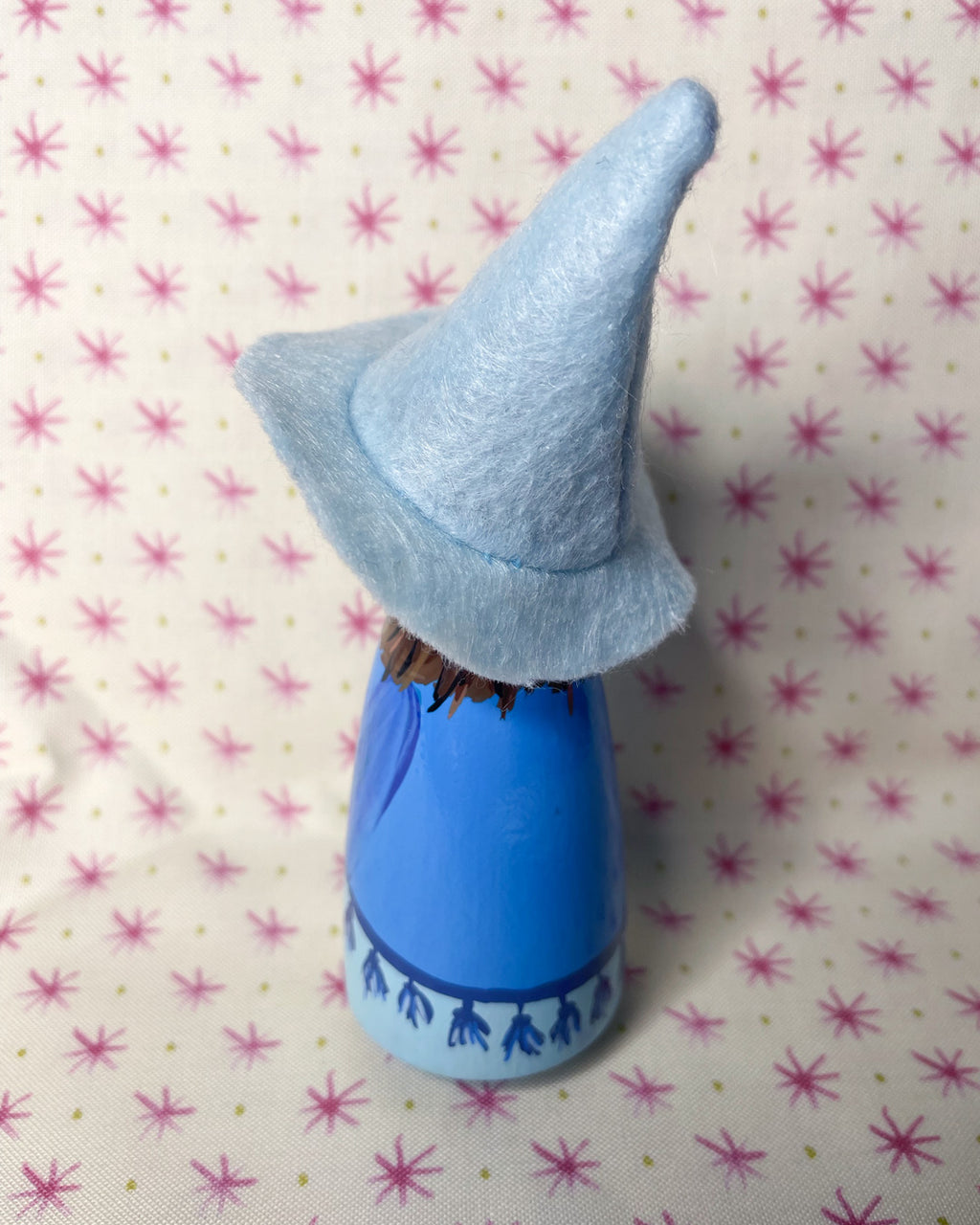 Serene Sapphire Witch Wooden Peg Doll